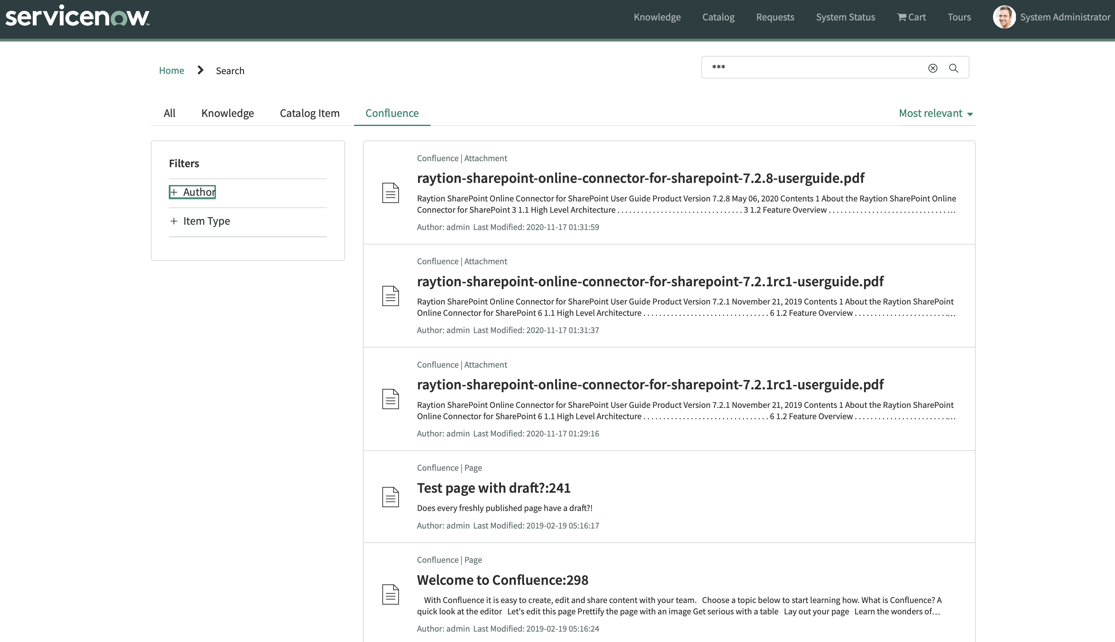 Confluence Search Result