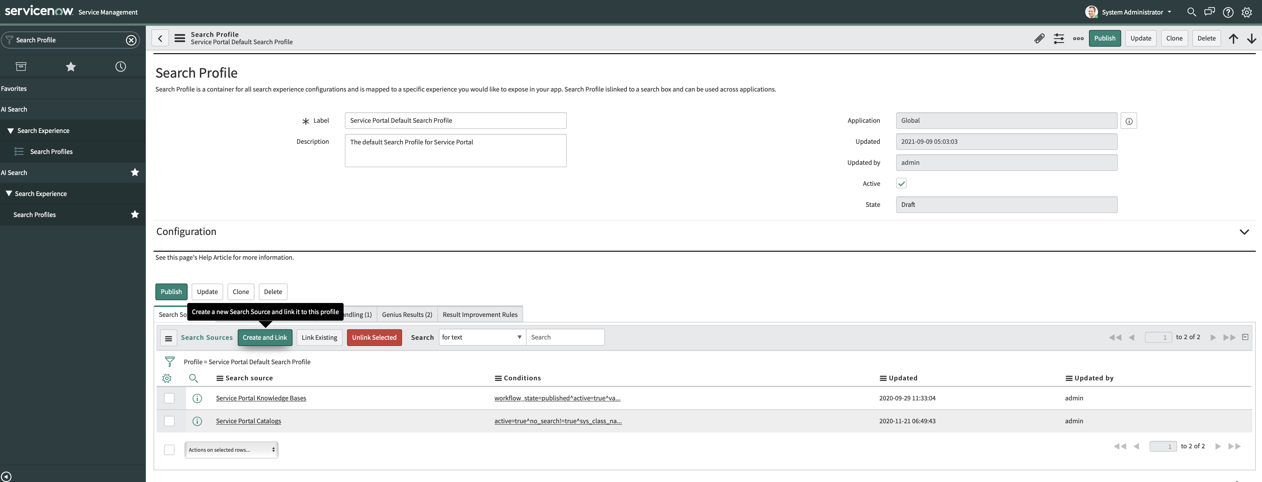 Default Search Profile