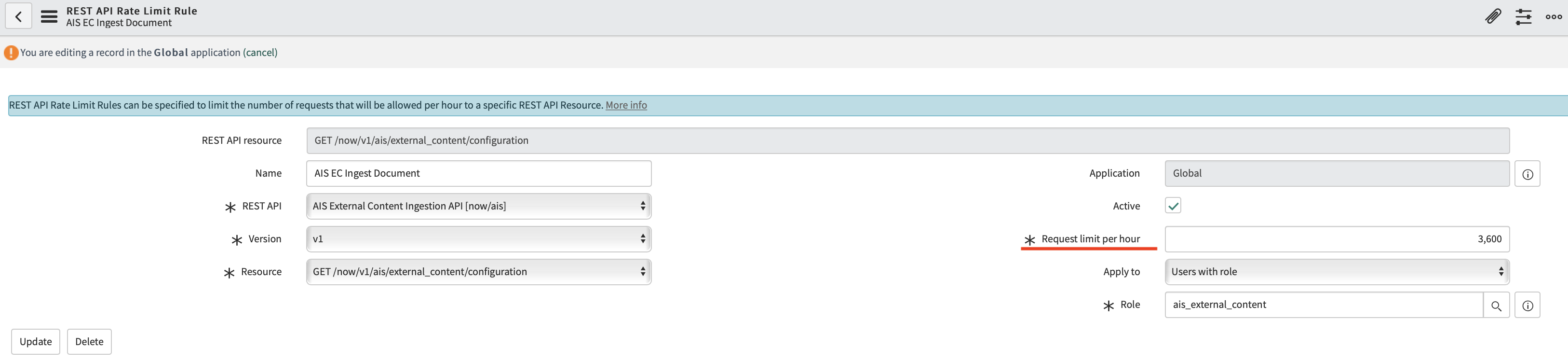 Ingest Document Rate Limiting