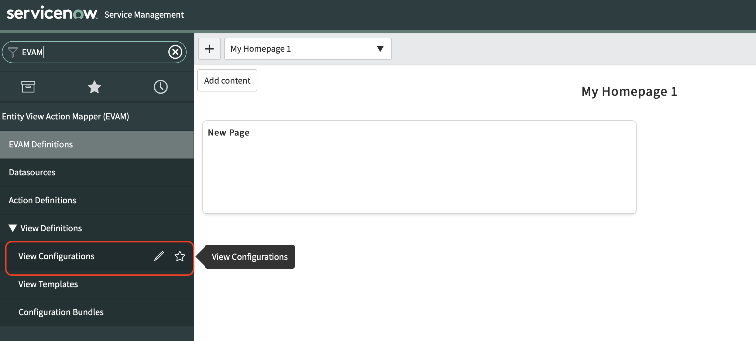 EVAM View Configuration